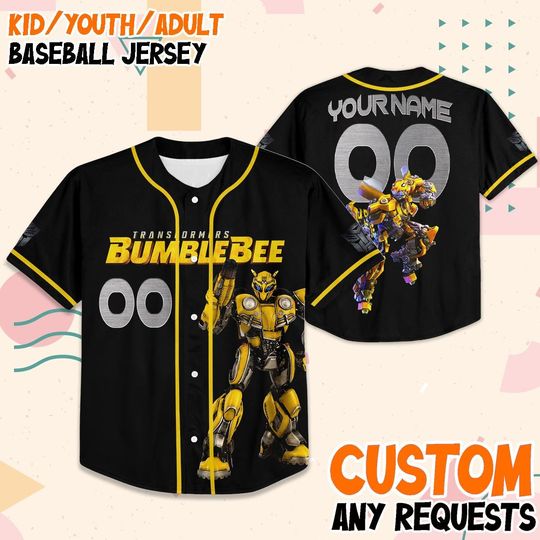 Discover Custom Transformers Bumblebee Baseball Jersey, Gamer Birthday Costume
