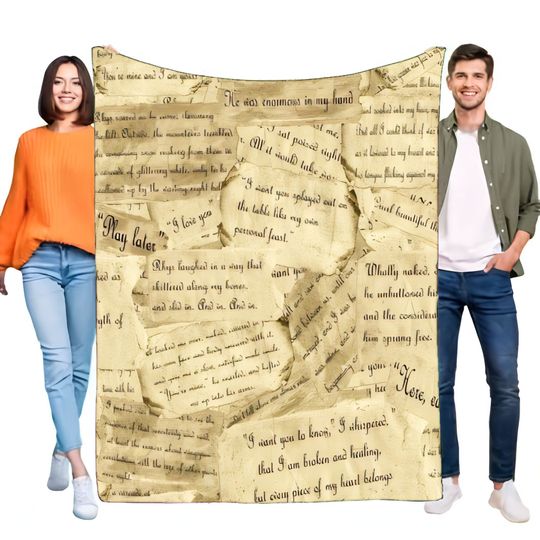Vintage Love Letter Blanket Cozy Soft Throw for Home Decor Romantic Gift for Couples Lightweight Bed Sofa Accessory