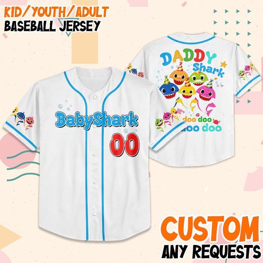 Discover Personalized Baby Shark Baseball Jersey, Custom Name and Number
