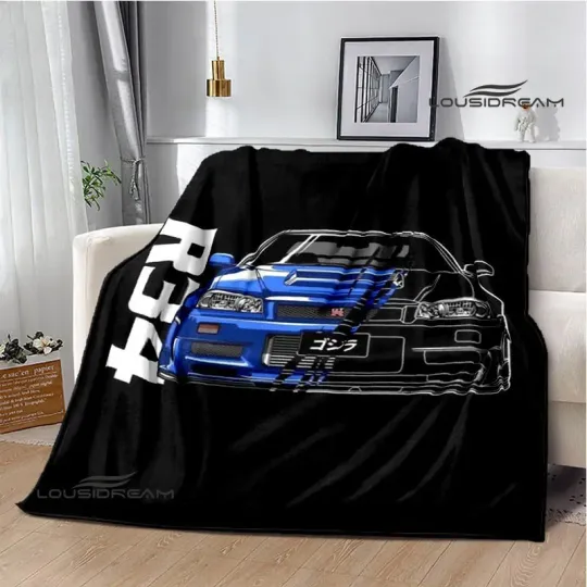 GTR racing retro printed blankets Warm blanket soft and comfortable home travel bed blanket picnic blanket birthday gift