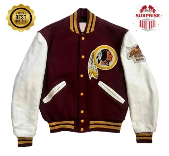 Men's W Redskinss Maroon Body Varsity Jacket (Not Satin, Not Wool, Not Leather)