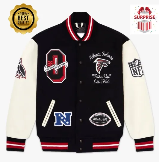 Discover Men's A Falconss Black Body White Sleeves Varsity Jacket (Not Satin, Not Wool, Not Leather)