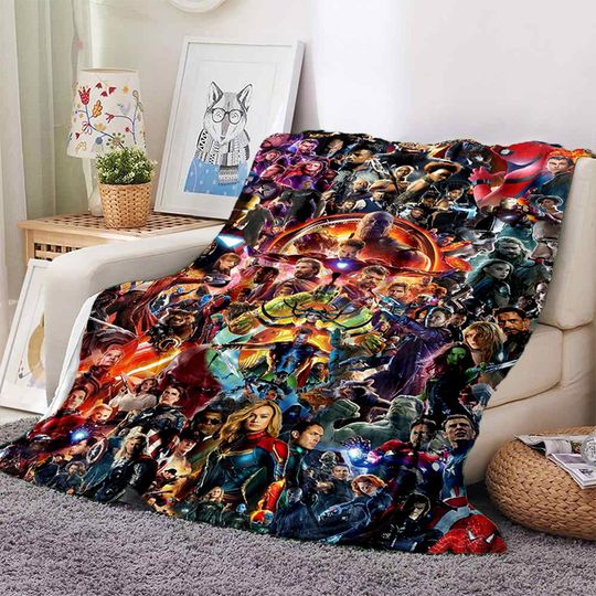HD Cartoon Marvel Avengers Spiderman Soft Blankets,Keep Warm Throw Blanket Comfortable Blanket for Picnic Beds Sofa Home Bedroom
