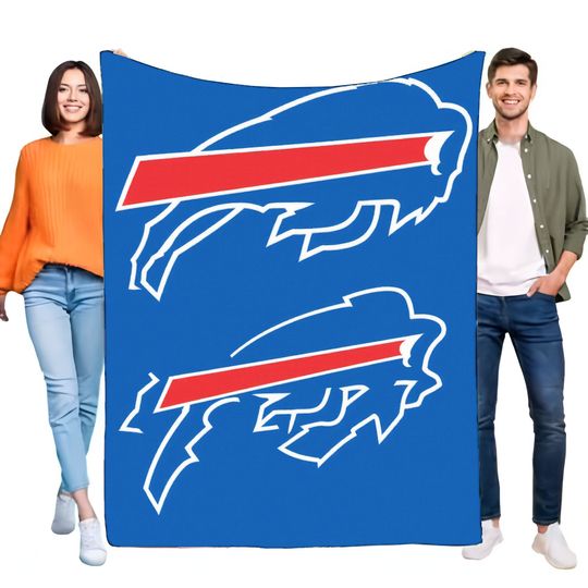 Discover Buffalo Bills Logo Blanket Soft Large Blue Throw Featuring Two White Logos with Red Stripes Ideal for Home Decor and Sports Fans