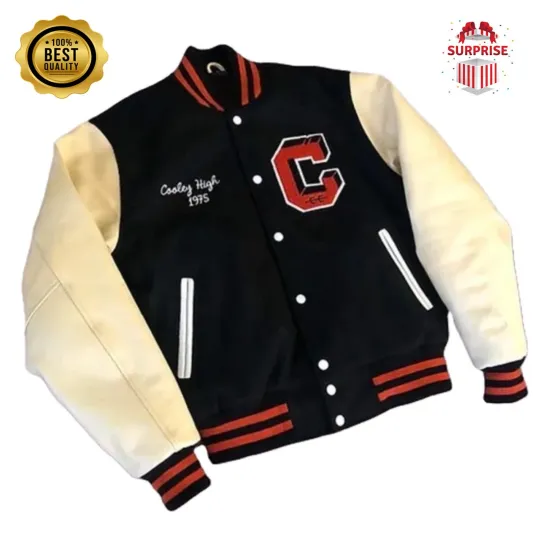 Discover Men's C High Black and White Bomber Style Varsity Jacket (Not Satin, Not Wool, Not Leather)