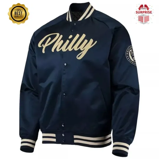 Discover Men's Varsity Navy Blue Bomber Style Varsity Jacket