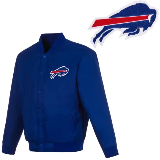 Discover Buffalo B Royal Blue Men's Bomber Style Baseball Varsity Jacket