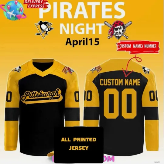 Discover Personalized Penguins Pirates Night Hockey Jersey Gift For Valentine
