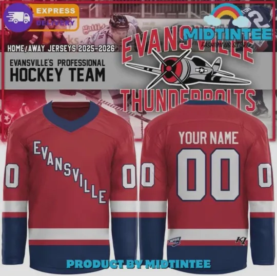 Discover Personalize Evansville Professional Ice Hockey Jersey Gift For Valentine