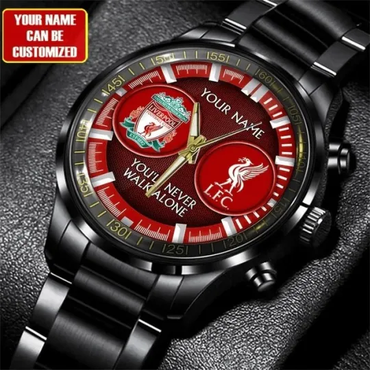 Discover Personalized Liverpool Black Stainless Steel Watch