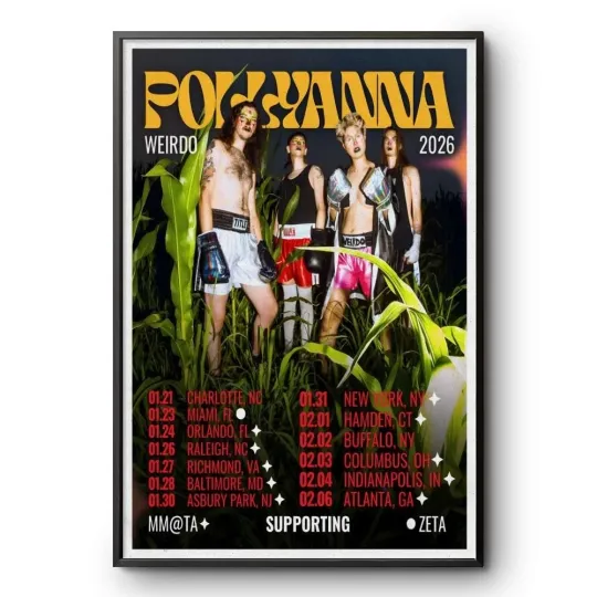 Poguanna Weirdo Tour 2026 Concert Poster Alternative Rock Band Print