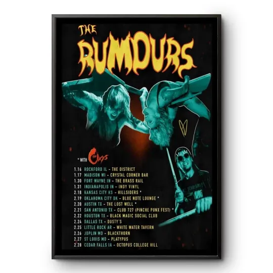 Discover The Rumours Tour Concert Poster 2026 Indie Rock Live Music Wall Art