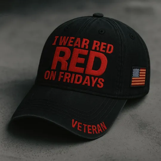 Discover Red Friday Veterans Hat Embroidered Baseball Cap Patriotic I wear Red On Friday