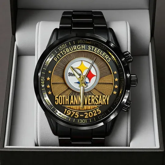 Discover Steelerr The Terrible Towel 2025 Black Stainless Steel Watch