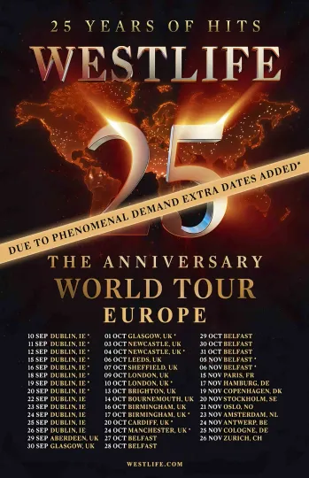Discover Westlife 2026 European Tour Framed Concert Poster