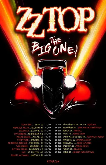 Discover ZZ Top 2026 Europe Tour Framed Concert Poster