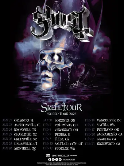 Discover Skeleton World Tour 2026 Poster Print With Skull Artwork