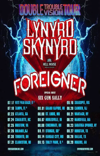 Lynyrd Skynyrd, Foreigner 2026 N America Tour Concert Poster