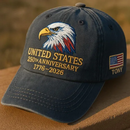 United States 250th Anniversary Eagle Embroidered Hat Patriotic