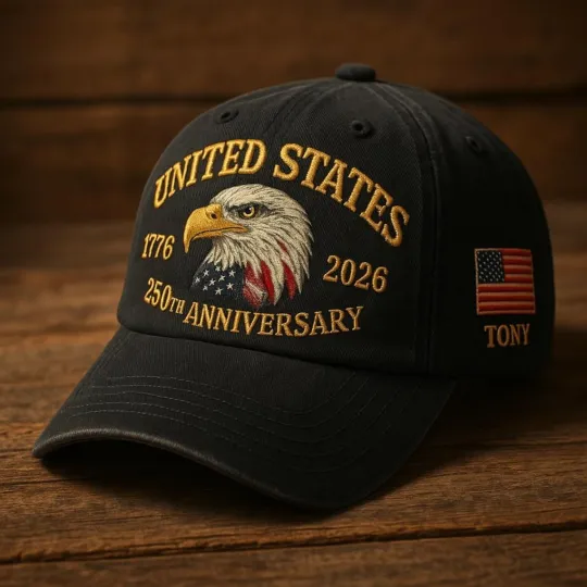 Discover Patriotic Eagle Embroidered Hat United States 250th Anniversary 1776–2026