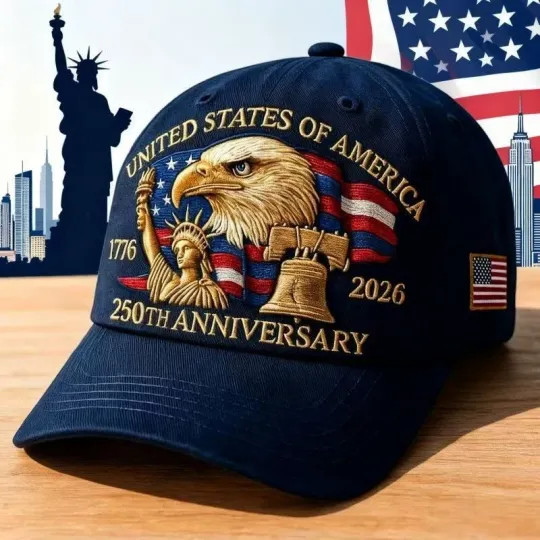 United States 250th Anniversary Embroidered Eagle Hat,USA Patriotic Baseball Cap