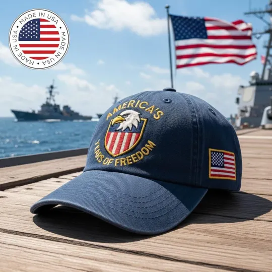 Discover Name America’s Years of Freedom Hat – Patriotic Eagle Shield Embroidered Cap