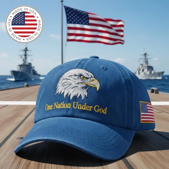 Discover One Nation Under God Patriotic Eagle Embroidered USA Flag Hat