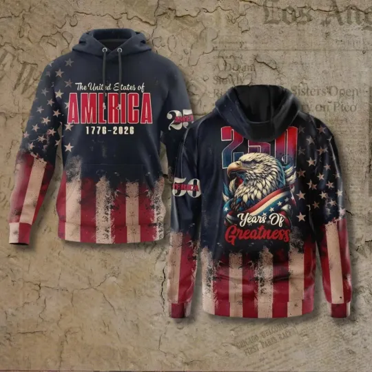 Discover America 250th Anniversary Hoodie, 1776-2026 Patriotic - 3D All Over Print Hoodie