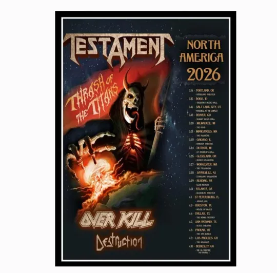 Discover Testament North America Tour 2026 Poster