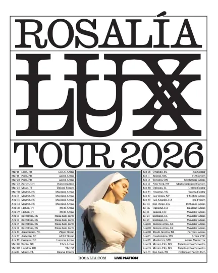 Discover Rosalia LUX Tour 2026 Poster