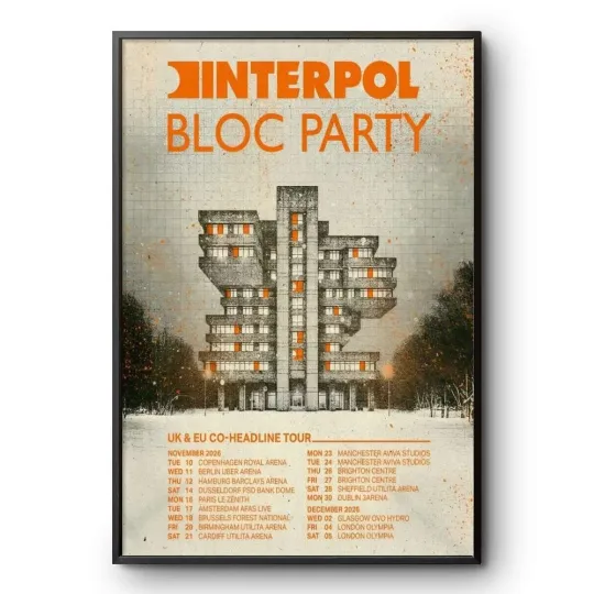 Discover Interpol Bloc Party UK EU Tour 2026 Concert Poster Indie Rock Print