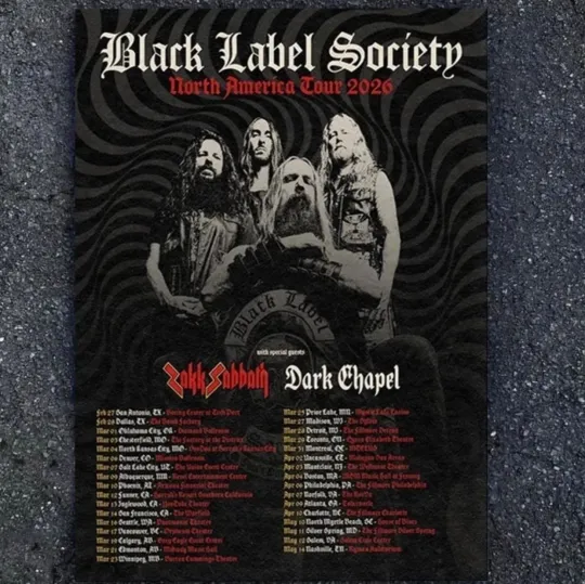 Discover Black Label Society Tour 2026 Poster