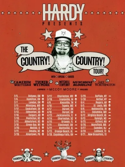 Discover Hardyy Presents The Country Tour 2026 Poster – Country Music Concert Art