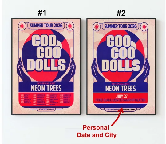 Discover Goo Goo Dolls Summer Tour 2026 Poster, Custom Date and City