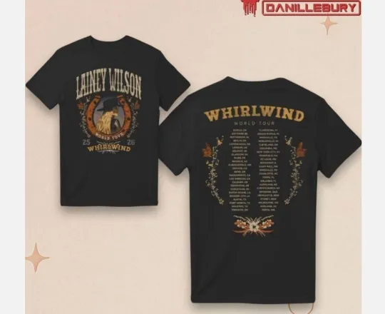 Discover Lainey Wilson Whirlwind World Tour Horseshoe 2026 Merch T-Shirt