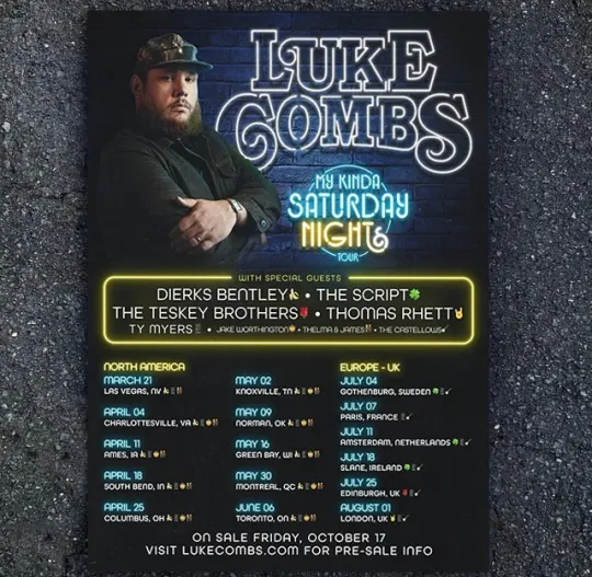 Discover HOT! Lukee Comb My Kinda Saturday Night Tour 2026 Poster