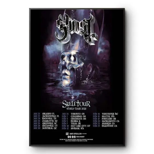Discover Ghost Skeletour 2026 World Tour Metal Concert Poster Print