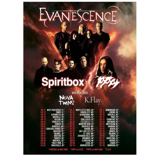 Evanescence Spiritbox World Tour 2026 Concert Poster