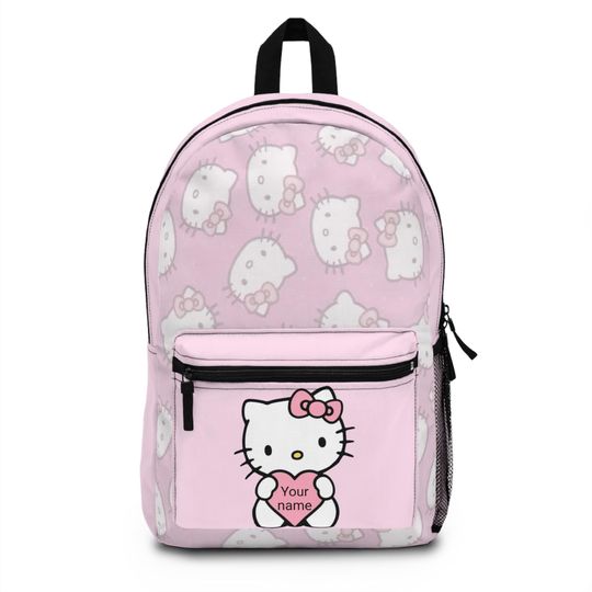 Adorable Pink Hello Kitty Backpack - Personalized Name Option - Kawaii School Bag
