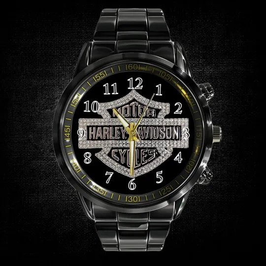 Discover Harley diamond SPORT METAL black watch mens high quality wristwatch free box