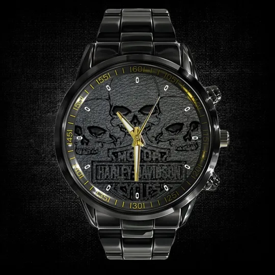 Discover harley Black Skull SPORT METAL black watch mens high quality wristwatch