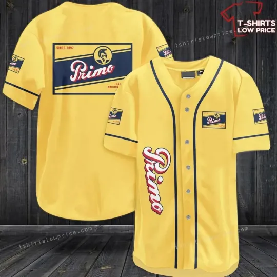 Discover Primo Beer Yellow Baseball Jersey