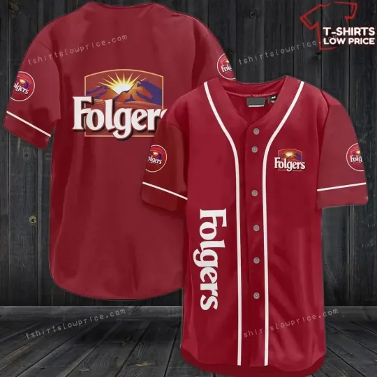 Discover Folgers Coffee Red Baseball Jersey