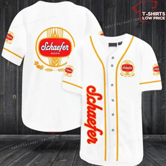 Discover Schaefer Beer White Baseball Jersey