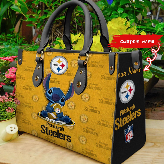 Discover Custom Name football Pittsburgh Steeler Stitch Women Hand Bag