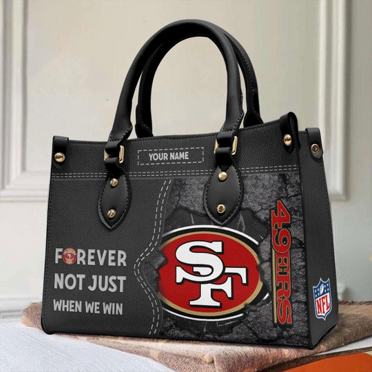 Custom Name football San Francisco 49ers Forever Not Just When We Win Leather Hand Bag