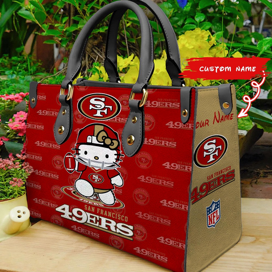 Custom Name football San Francisco 49ers Kitty Women Hand Bag