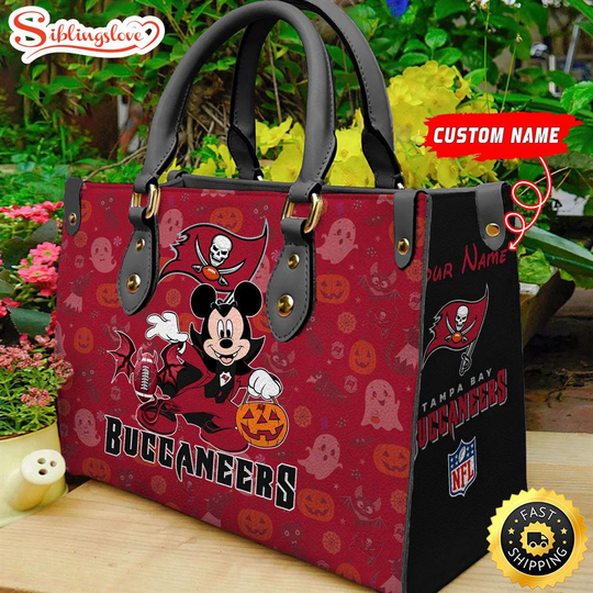 Discover Custom Name football Tampa Bay Buccaneers Mickey Leather Handbag For Fans