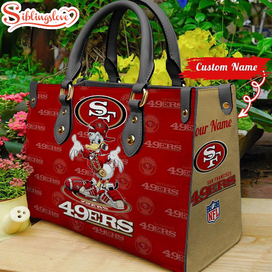 Discover Custom Name football San Francisco ers Donald Duck Leather Handbag For Fans