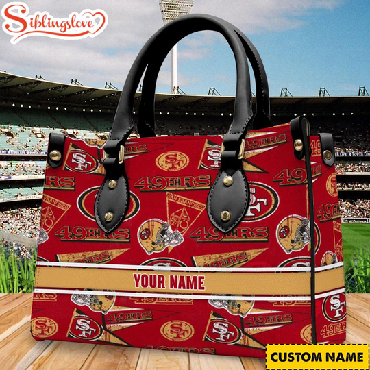 Discover Custom Name San Francisco 49ers football Football Women Leather Handbag